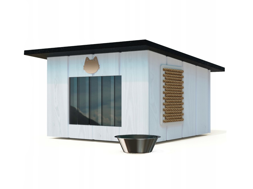 Kućica za mačke - bijela + besplatna zdjela