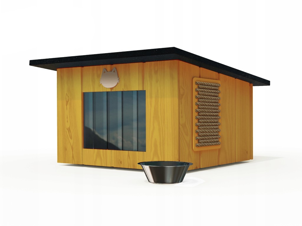 Kućica za mačke - bor + besplatna zdjela