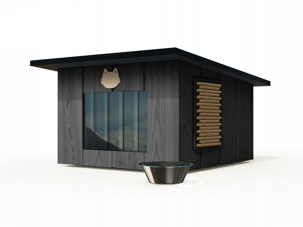 Kućica za mačke - bor + siva