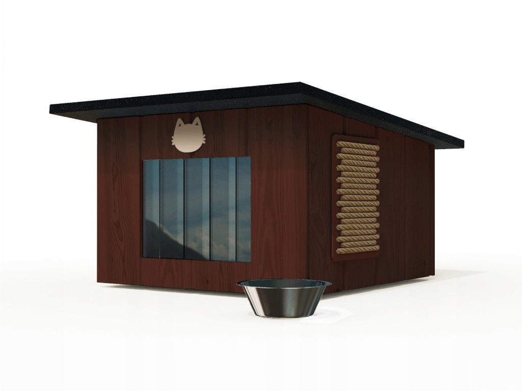 Kućica za mačke - smeđa + besplatna zdjela