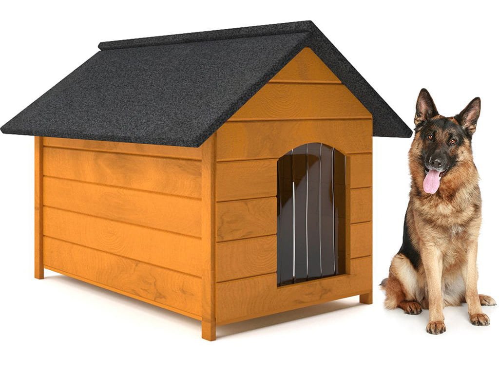 XL kućica za pse - izolirana, drvena, sa zavjesom - bor