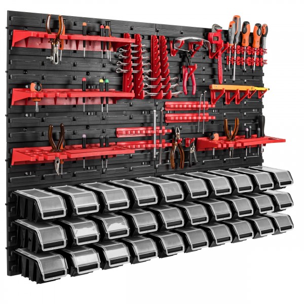 Zidni organizator alata 1152×780 mm - 30 kutija s poklopcima + držači