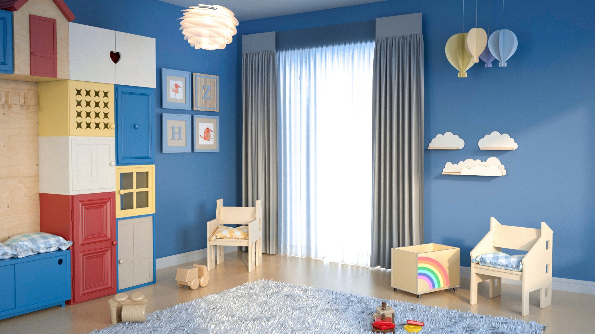 Polica za dječju sobu prirodna - kamčeta komplet od 3 dijela - Slika 4