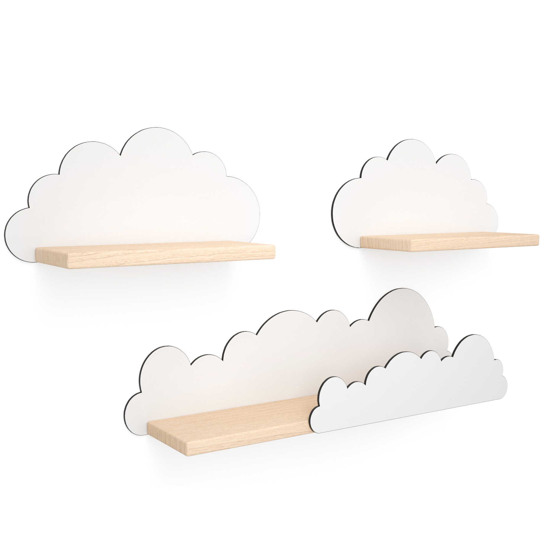 Polica za dječju sobu prirodna - kamčeta komplet od 3 dijela