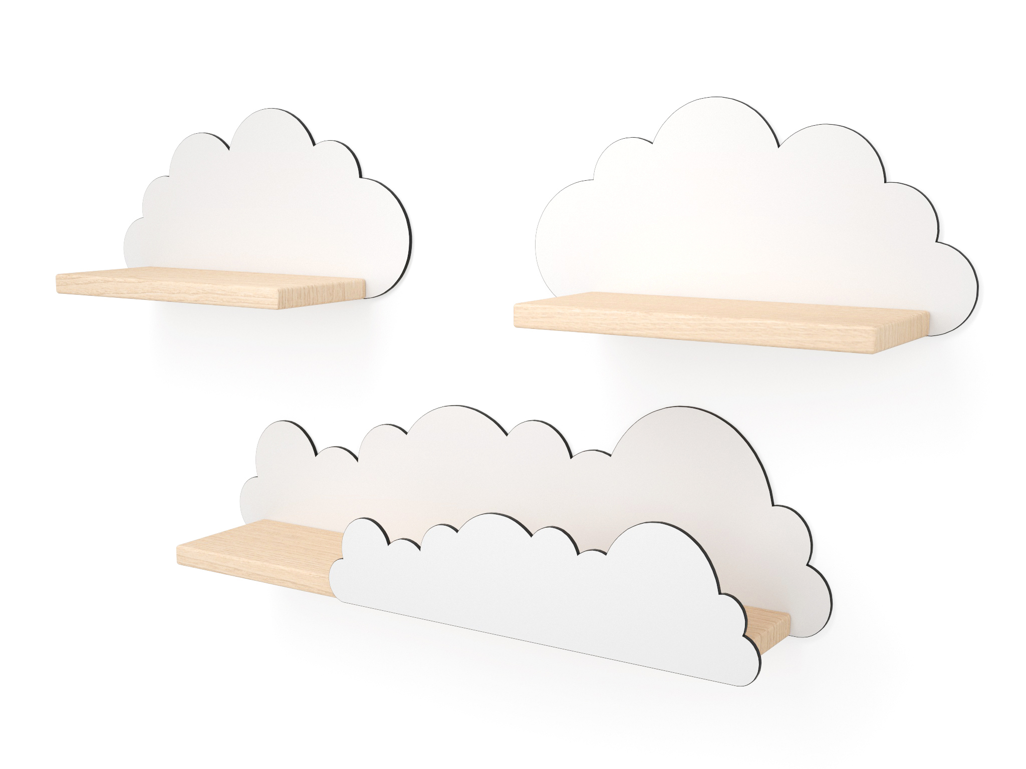 Polica za dječju sobu prirodna - kamčeta komplet od 3 dijela - Slika 2